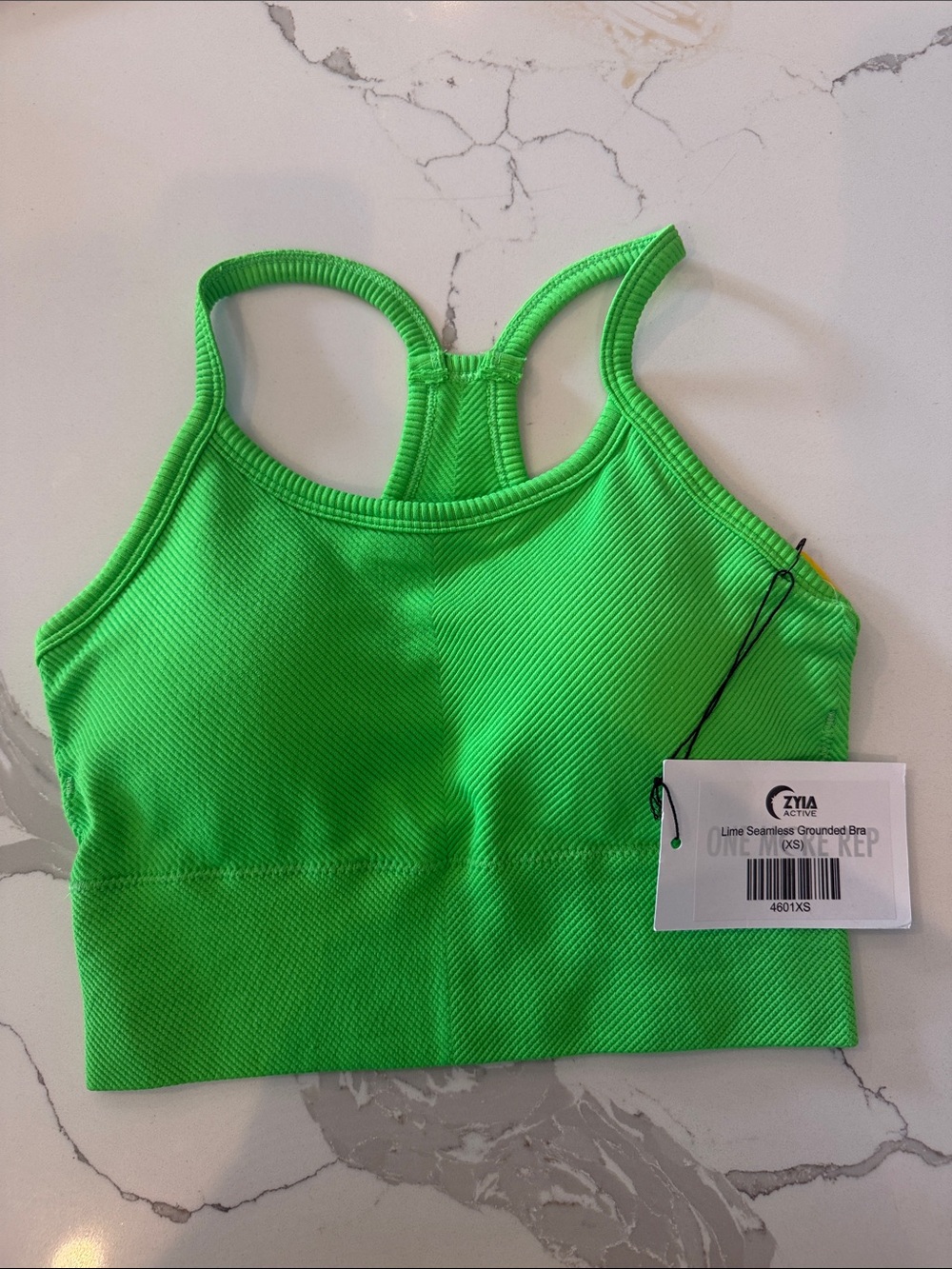ZYIA Active Neon Green Seamless Racerback Sports Bra